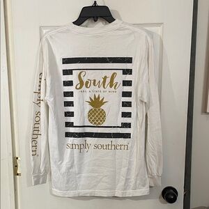 Simply Southern Cream and Gold  "South...A state of mind" Long Sleeve. M